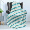 thumbnail image 4 of Teal Soft Flannel Fleece Throw Blanket, Horizontal Zigzag Lines Chevron Triangles Pattern Simple Classical Geometric Design, Cozy Plush for Indoor and Outdoor Use, 50" x 70", Cream Teal, by Ambesonne, 4 of 5