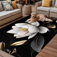 thumbnail image 2 of Fsddascl Gorgeous Flowers Outdoor Rug for Patio/Deck/Porch, Non-Slip Large Area Rug 4 x 6 Ft, White Gold Floral Botanicals Black Indoor Outdoor Rugs Washable Area Rugs, Reversible Camping Rug Carpet, 2 of 5