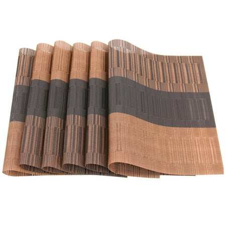 

Worallymy 6pcs Table Place Mat Home Restaurant Dining Table Non-slip Heat Insulation Pad Coaster Placemat Coffee Bamboo