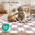 thumbnail image 4 of ODIKA 4'x6' Washable Area Rug Non-Slip, Chair-Friendly, Flatwoven Rug Trellis Faded Rosebud Lattice Border Distressed Pink Vintage Refined Structured for Home Office, Under Desk, 4 of 7