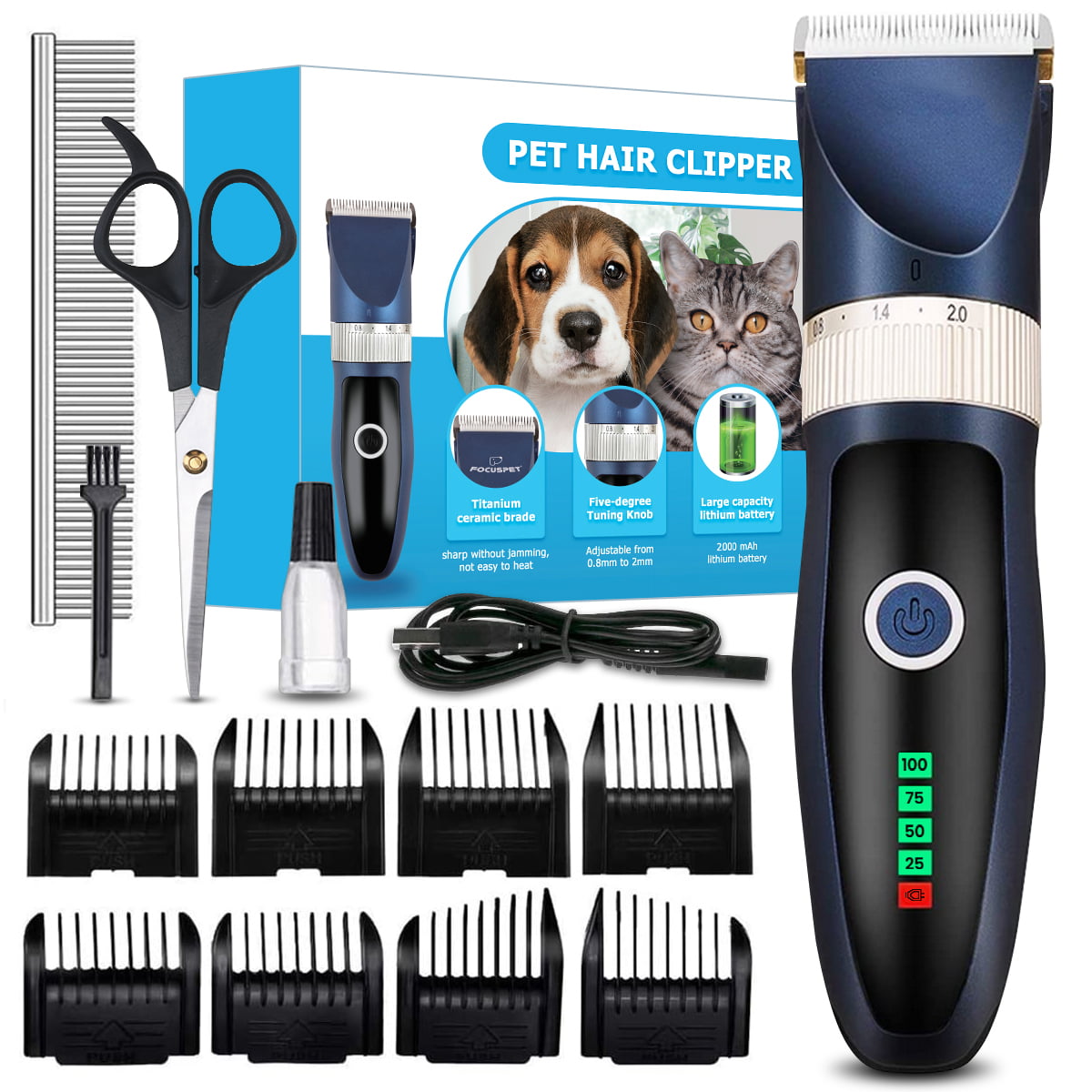 Dog Clippers Low Noise Pet Clippers Rechargeable Dog Trimmer Cordless Pet Grooming Tool Professional Dog Hair Trimmer 
