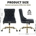 thumbnail image 3 of Upholstered Tufted Office Chair with Golden Metal Base, Adjustable Desk Chair Swivel Office Chair Armless Office Chair for Bedroom Livingroom Game Study Makeup Chair, 3 of 8