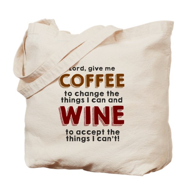 Cafepress Cafepress Coffee And Wine Natural Canvas Tote Bag Cloth Shopping Bag Walmart Com Walmart Com