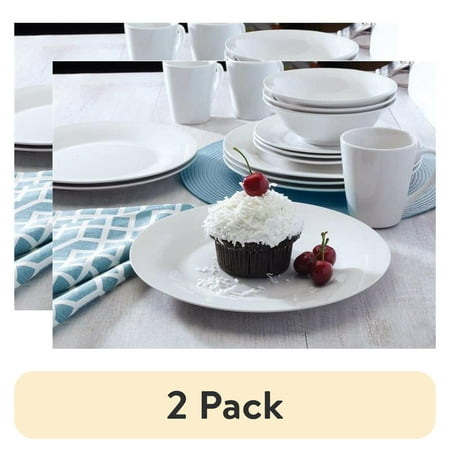 (2 pack) Pfaltzgraff Kaylee Collection White Porcelain Round Dinner Plate 12 pk