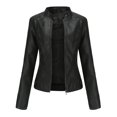 thumbnail image 1 of Chaqueta recortada para mujer, abrigo informal de piel sintética, ropa de calle Vintage Kuymtek Negro T L para Mujer, 1 of 9