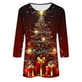 thumbnail image 5 of lcziwo Holiday Sales Christmas Blouses 3/4 Sleeve Womens Light Up Xmas Tree Graphic Tops Casaul Round Neck Festival Party Shirts,Red,L, 5 of 5