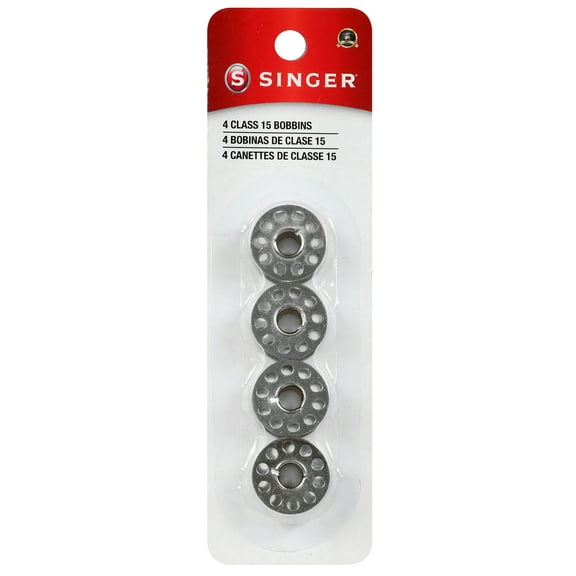 SINGER Class 15 Metal Bobbins, 4 Count