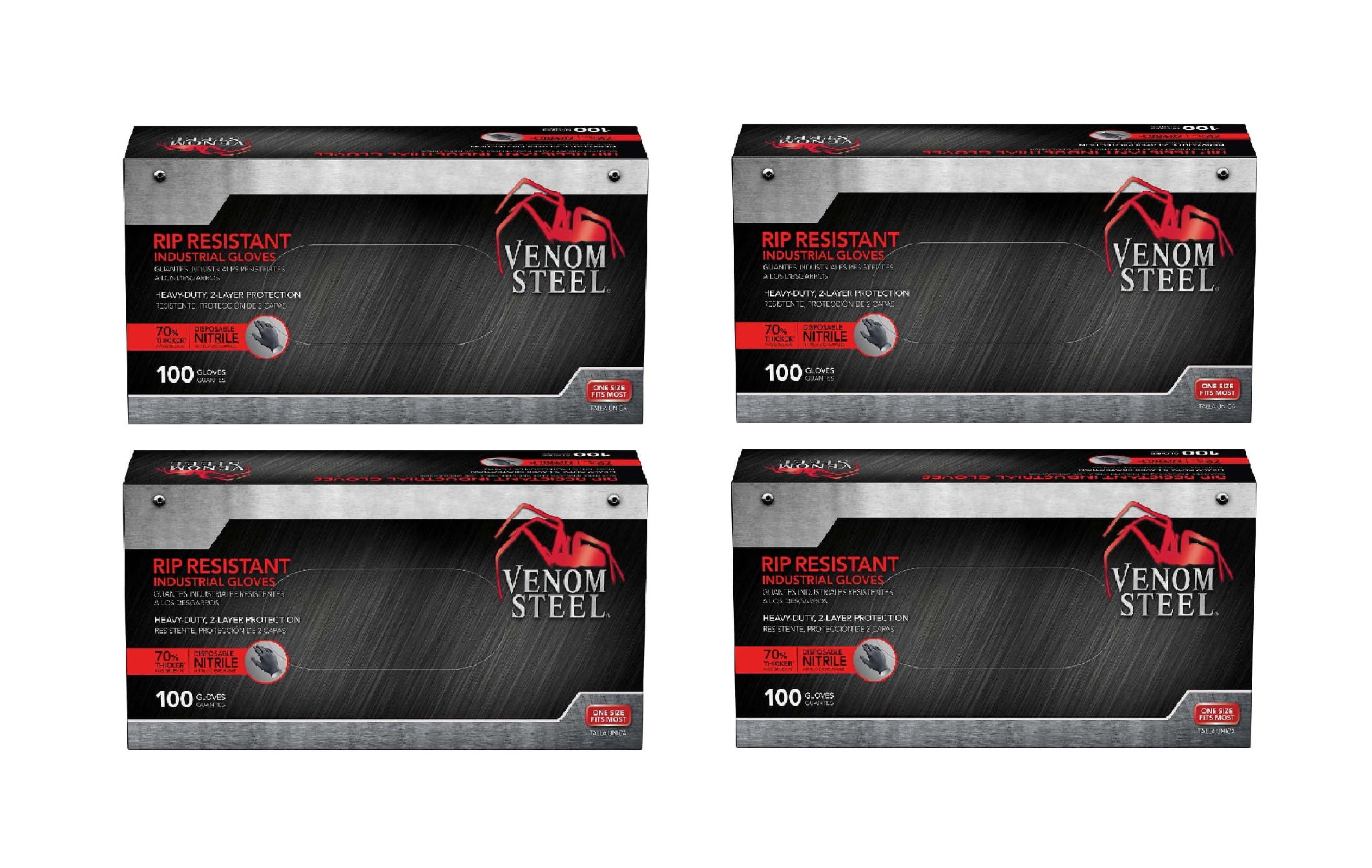 Venom Steel Industrial Nitrile Gloves, One Size, 100 ct 4PK