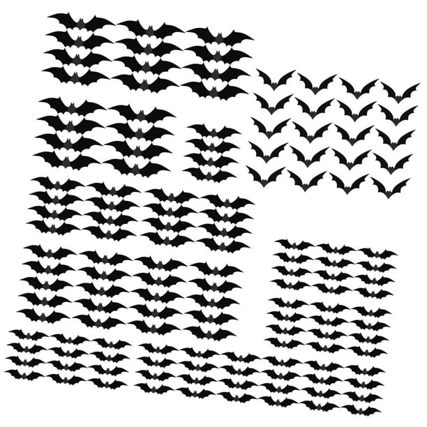 140 pegatinas de pared 3D para decoración de murciélagos de Halloween, pegatinas decorativas espeluznantes para pared de Halloween, pegatinas de