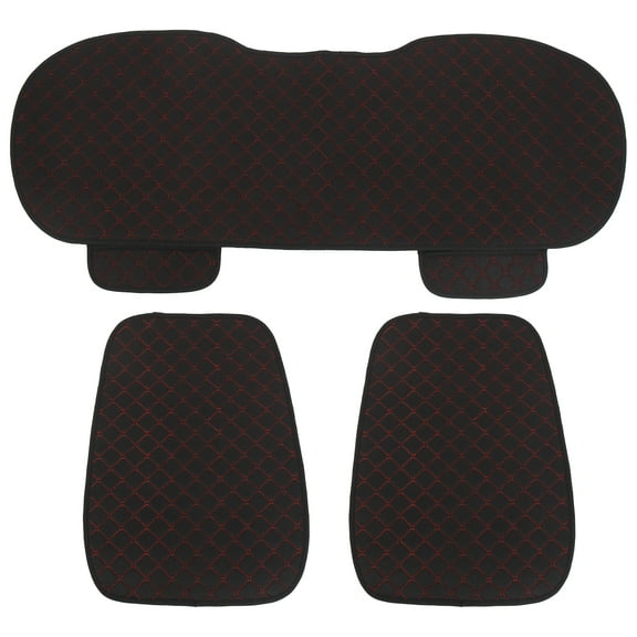 Unique Bargains Universal Car Seat Covers Protector Set Rear Seat Cover Flax Fiber Black with Red Line