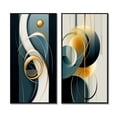 thumbnail image 2 of Designart "Blue and Gold Sublime Simplicity III" Modern Geometric Framed Wall Art Set Of 2 - Modern Blue Framed Canvas Set For Living Room Decor, 2 of 6