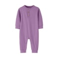 thumbnail image 2 of Mifsaly Baby Cotton Henley Romper Infant Long Sleeve Button Down Jumpsuits Soft Breathable Sleepwear Footless Sleeper, 2 of 9
