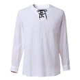thumbnail image 1 of BLESSUME Mens Pirate Shirt Vampire Renaissance Medieval Medieval Viking Pirate Linen Top Shirt Cosplay Lace-Up Tee, 1 of 6