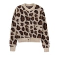 thumbnail image 4 of Trendfront Womens Leopard Print Cardigan Sweater Long Sleeve Button Front Knit Jacket Crewneck Casual Animal Pattern Cropped Outerwear, 4 of 4