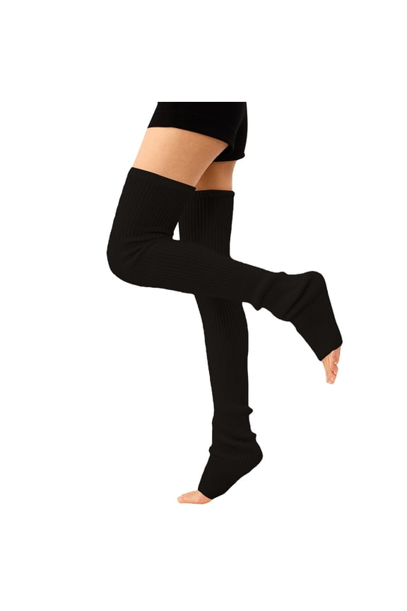 leg warmers Women Thigh High Socks Extra Long Cotton Knit Warm Thick Tall Long Boot Stockings Leg Warmers knee high leg warmers Black A
