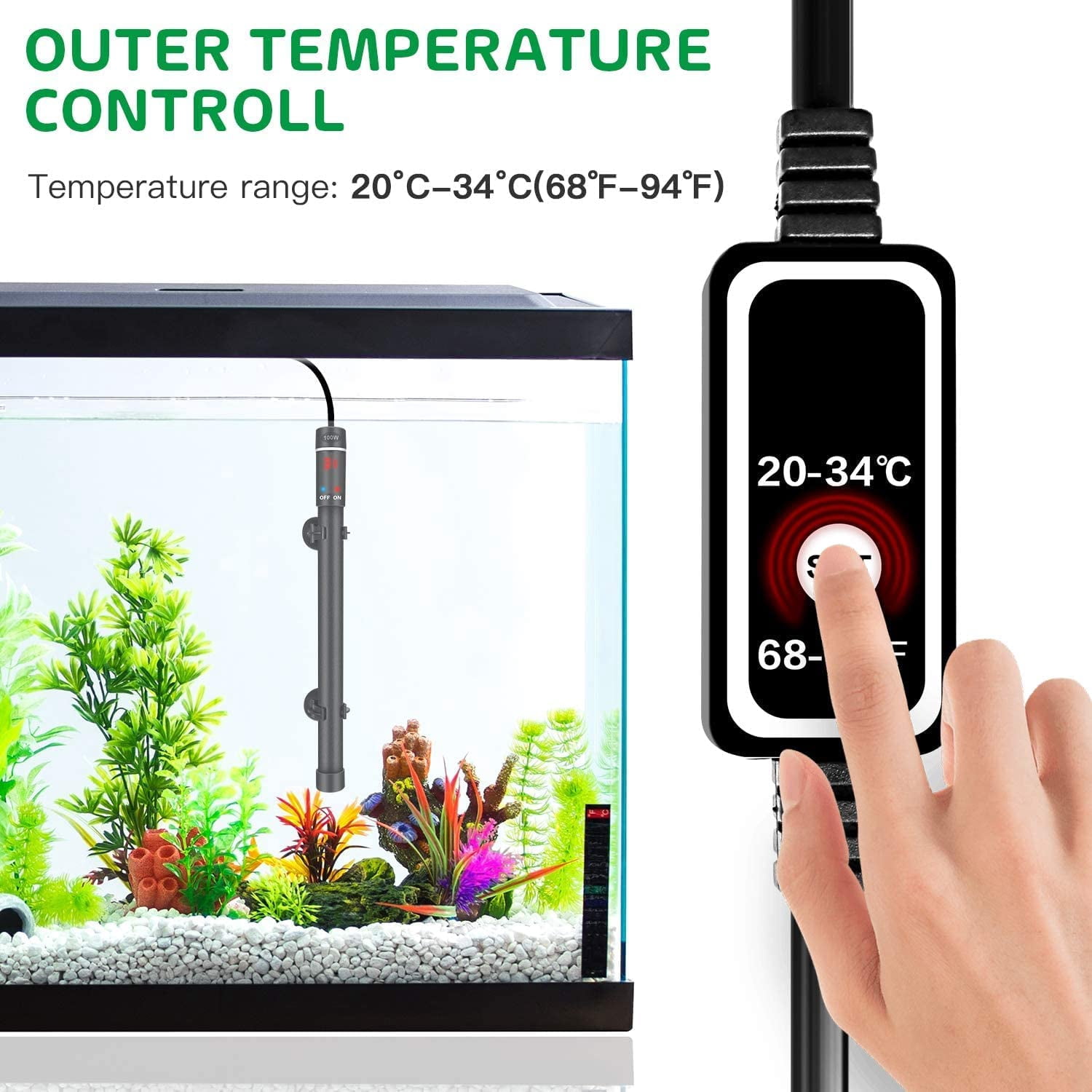 Simple Deluxe 300 Watts Aquarium Heater Submersible Fish Tank Heater with  LED Temperature Display and External Temperature Controller - Walmart.com