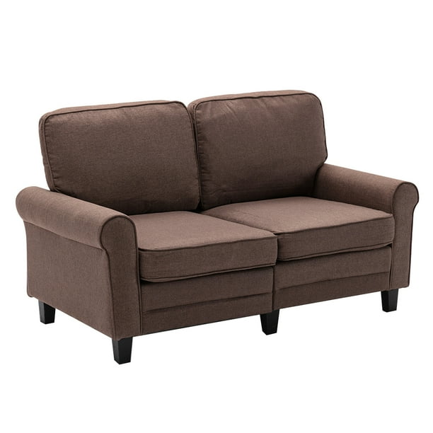 Loveseat Fabric Two Person Sofa Soft Living Room Modern Apartment Bedroom Couch With 2 Seat Brown Com Loveseat Fabric Two Person Sofa Soft, 2 Person Sofa Bed