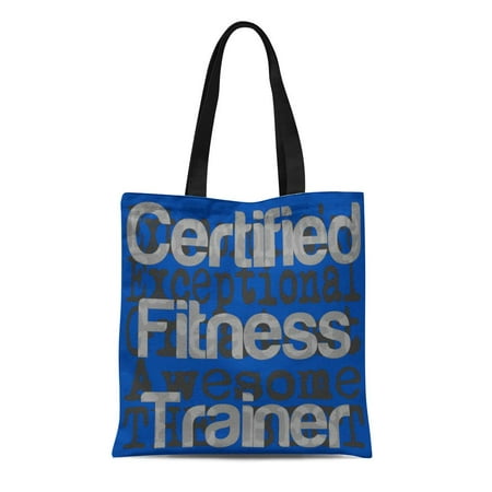 SIDONKU Canvas Tote Bag Certification Certified Fitness Trainer Worlds Greatest Number One Best Reusable Handbag Shoulder Grocery Shopping