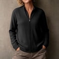 thumbnail image 5 of Ke1Clo Corduroy Jacket for Women Casual Fashion Zip Up Long Sleeve Cardigan Flowy Slim Fall Winter Comfy Coat Black L, 5 of 6