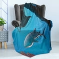 thumbnail image 4 of Shark Soft Flannel Fleece Throw Blanket, Mammal Deep Water Stingray Coral Reefs Algae Rocky Cave Exotic Cartoon Style Art, Cozy Plush for Indoor and Outdoor Use, 50" x 70", Blue Grey, by Ambesonne, 4 of 5
