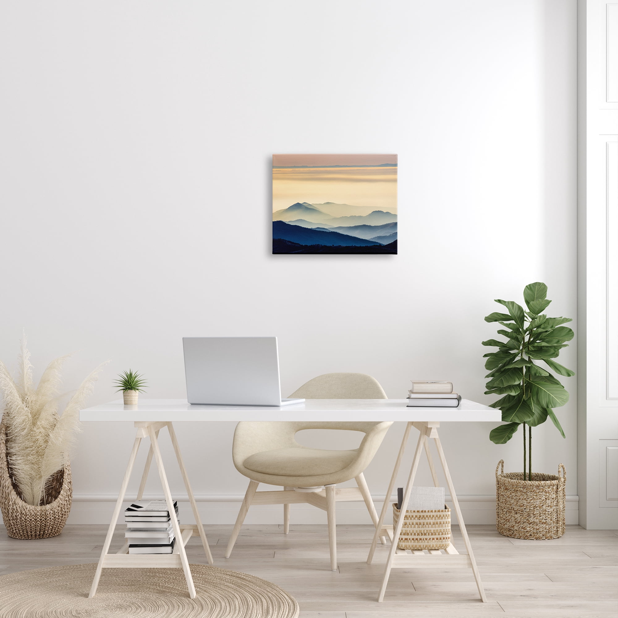 Stupell Industries Layered Foggy Sunrise Mountain Peaks Radiant Glow Photograph Gallery Wrapped Canvas Print Wall Art, Design by Jeff Poe Photography
