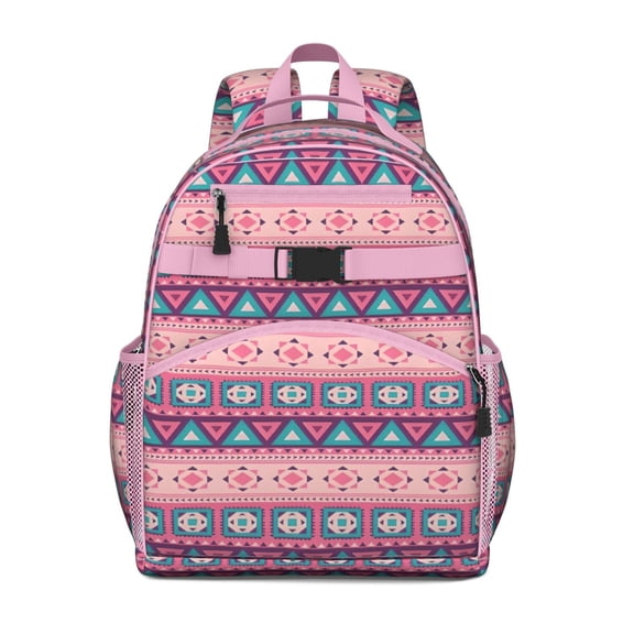 Boho Bohemia Geometric Line Art Backpack for School,Cute School Bag,Schoolbag with Adjustable Shoulder Straps & Padded Back,15.25"x11.5"x5.25"