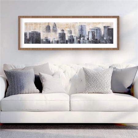 Begin Home Decor C1FM164866ISWQ 16 x 48 in. Buildings Through the Clouds - Cities Building Framed Print