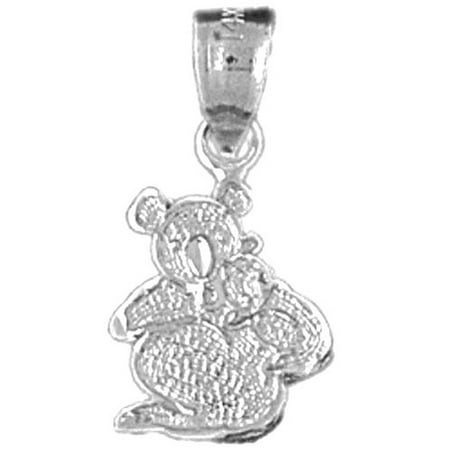 14K White Gold Koala Bear Pendant - 20 mm