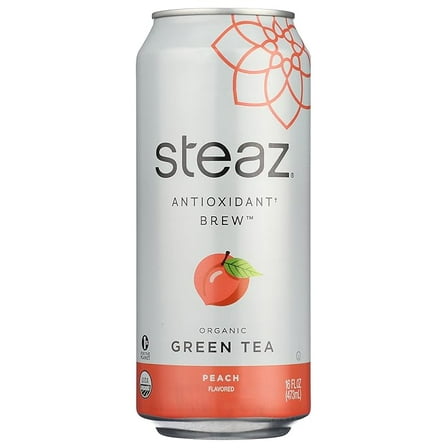Steaz Organic Iced Green Tea, Peach, 16 oz ( Pack of 2 )