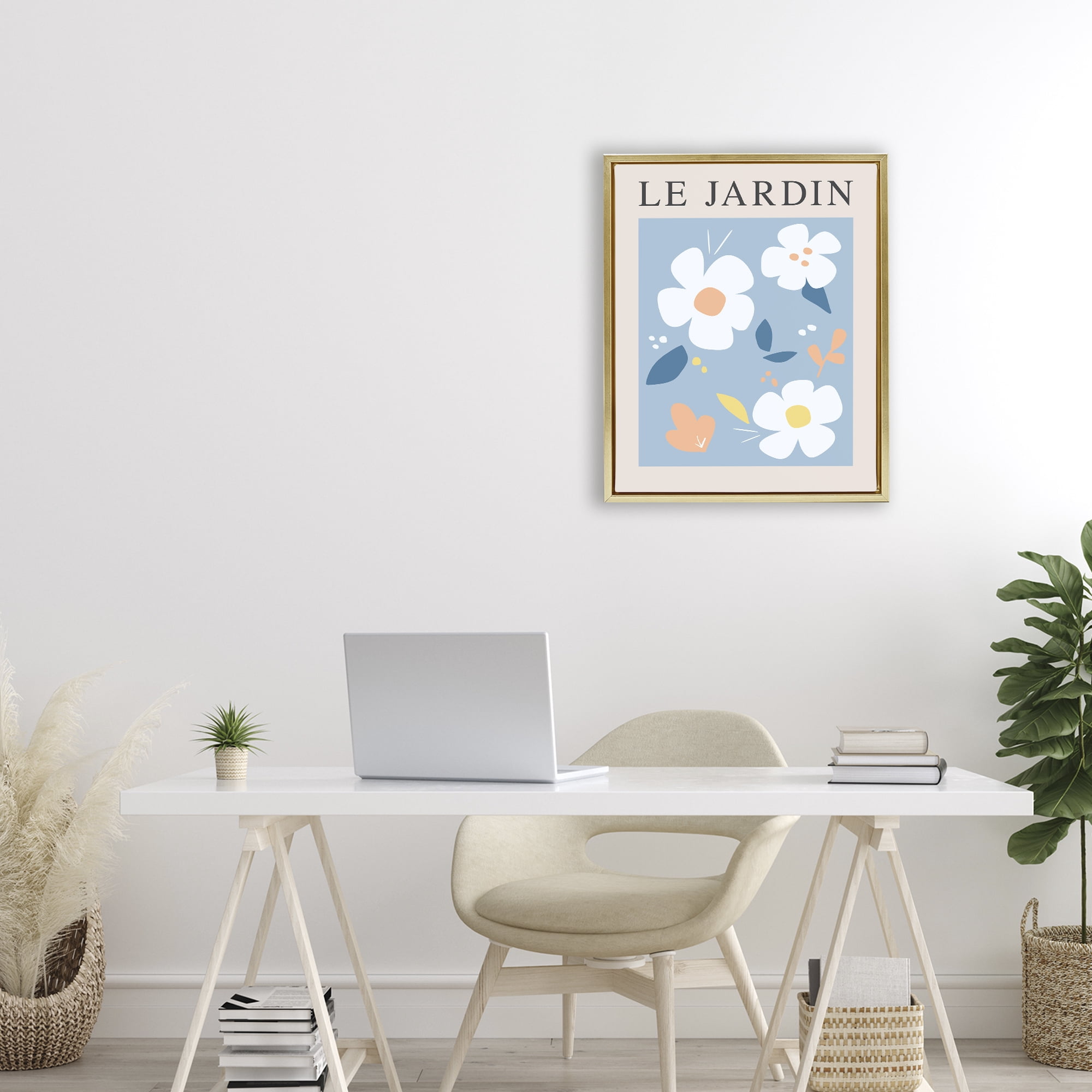 Stupell Industries Bouncing Floral Le Jardin Gold Framed Floater Canvas Wall Art, design by Anna Quach