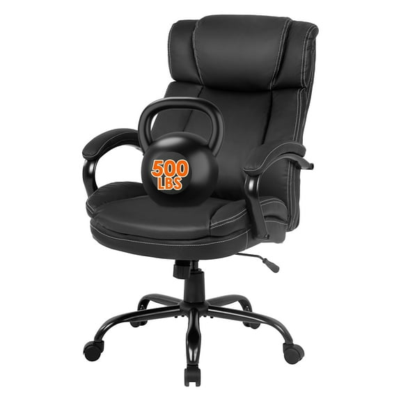 FDW Big & Tall Office Chair - 500lbs Capacity, High Back Ergonomic Chair w/ Lumbar Support, Black