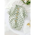 thumbnail image 6 of Musuos Baby Girl Boy Knitted Jumpsuit, 3 6 12 18 24M Checkerboard Round Neck Long Sleeve Button Up Rompers for Toddlers, 6 of 10
