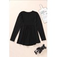 thumbnail image 2 of POGLIP Women's Black Solid Color Buttons Long Sleeve Babydoll Blouse, 2 of 6