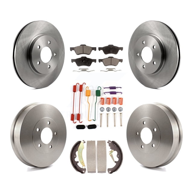 Transit Auto Front Rear Disc Brake Rotors Ceramic Pads and Drum Kit (7Pc) for Car Ford Escape Mercury Mariner K8T-102393