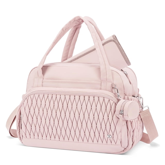 Bolsa de pañales Telena Travel Crossbody, grande, rosa con funda