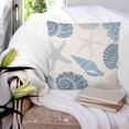 thumbnail image 3 of 16x16 Pillow Covers Set of 2, Blue Coastal Square Throw Pillow Covers for Couch/Sofa/Living Room, Shell Starfish Coral Nautical Summer Beach Rustic Decorative Soft Pillowcases for Couch, 3 of 7