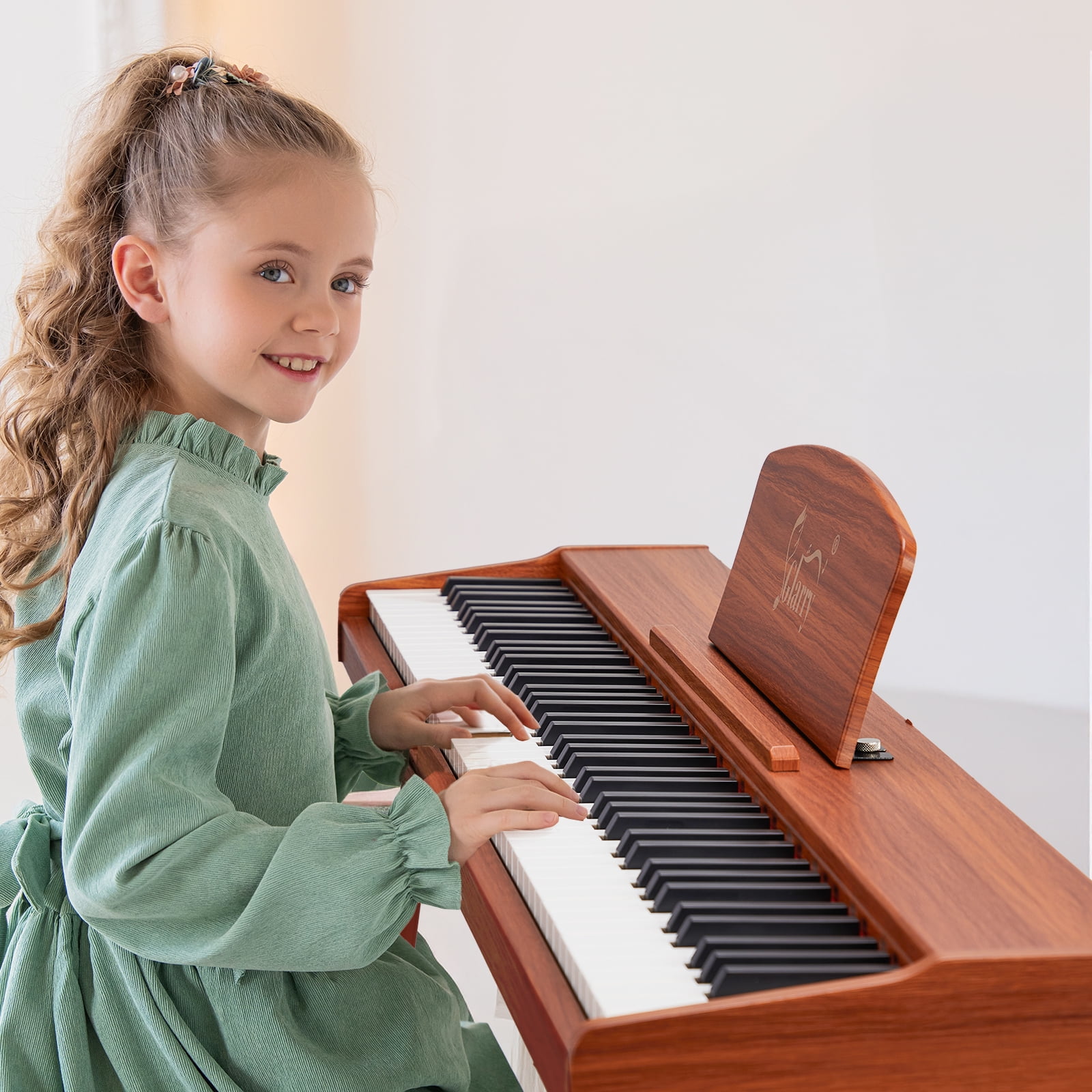 Ktaxon 88 Key Digital Piano Semi Weighted Keyboard for Beginners with Triple Pedal, Headphone, Brown