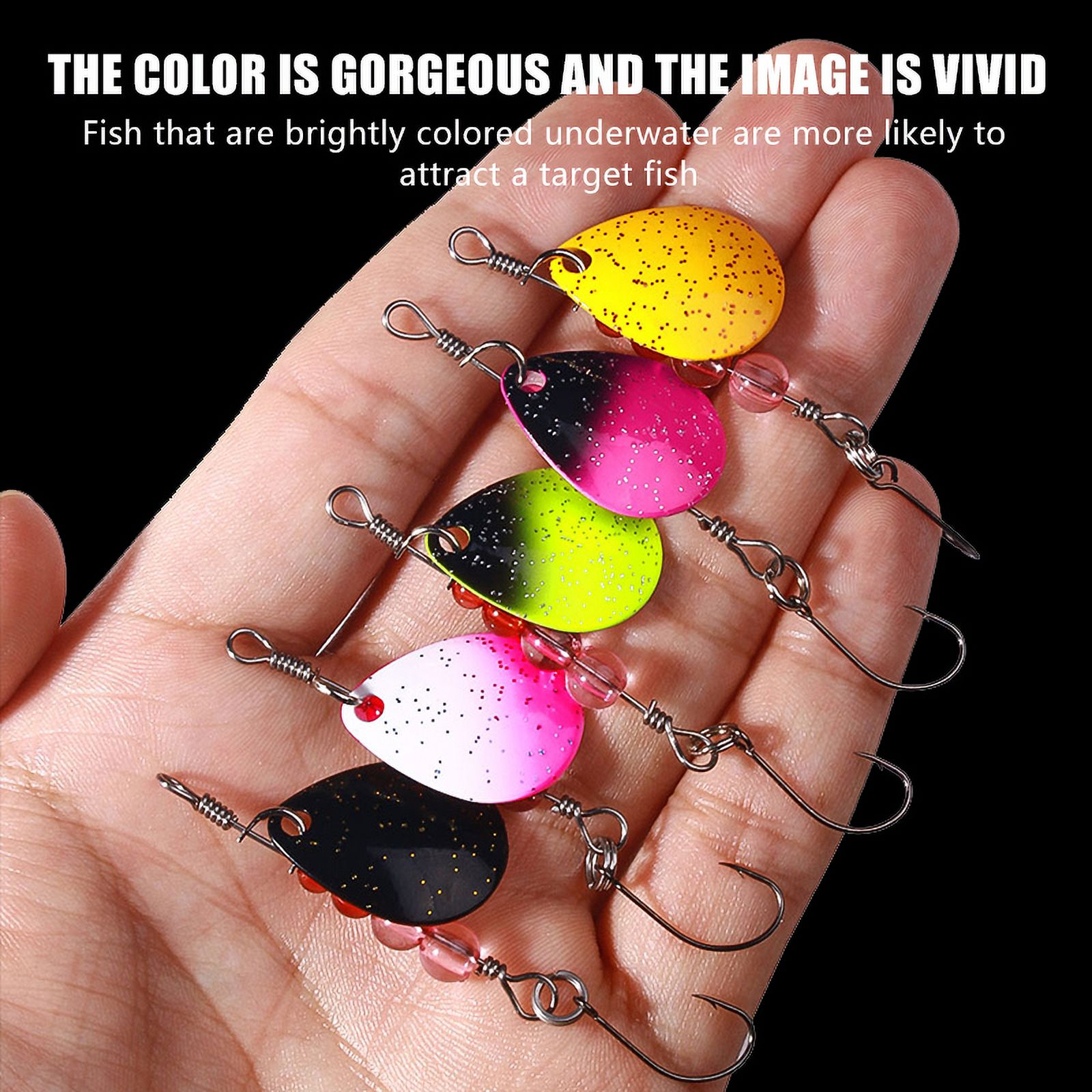 Fishing Lures Spinnerbaits, HENGJIA 15PCS Fishing Lure,Trout Bass Spinner Lures with Sharp Hook for Freshwater Fishing, 2.6in/0.08oz