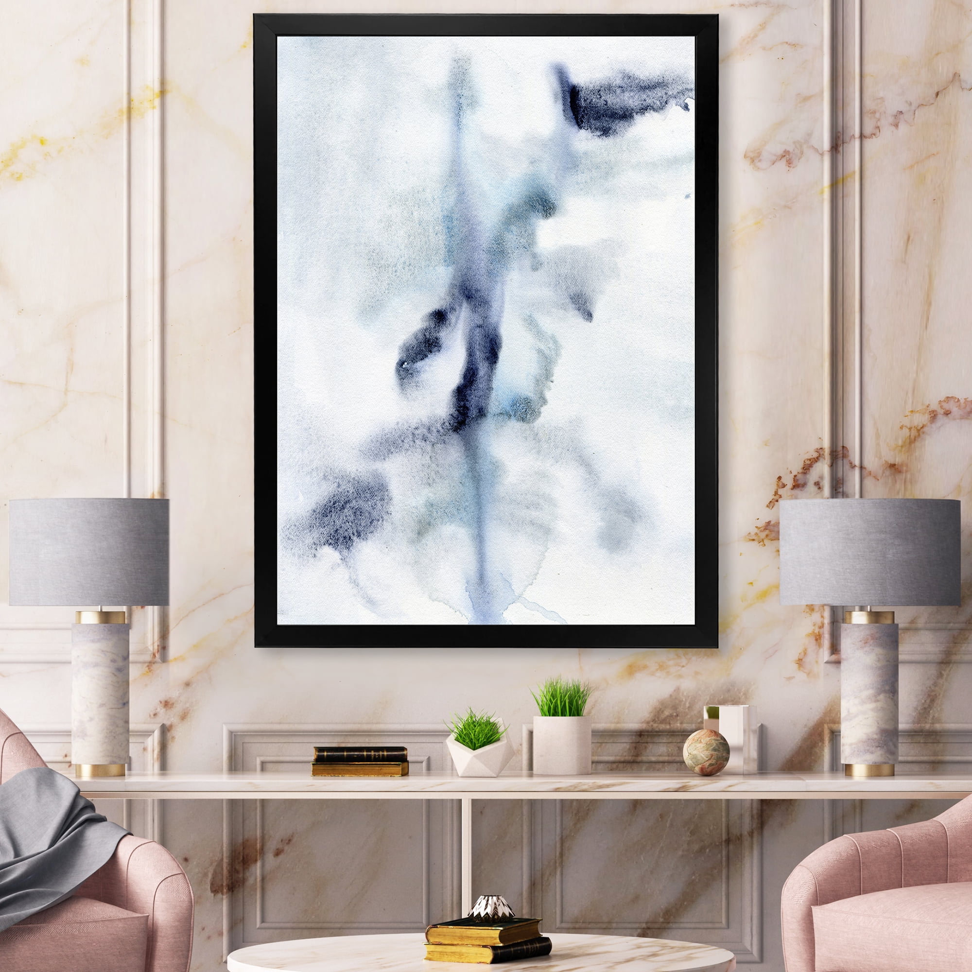 Designart 'Abstract Of Clouds Dark Blue Colored IV' Modern Framed Art Print