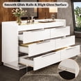 thumbnail image 6 of Papajet 47.2" W 8 Drawer Dresser with LED Light & Glass Top, Modern Storage Chest with 2 Jewelry Drawers, Storage Organizer for Bedroom, White, 6 of 10