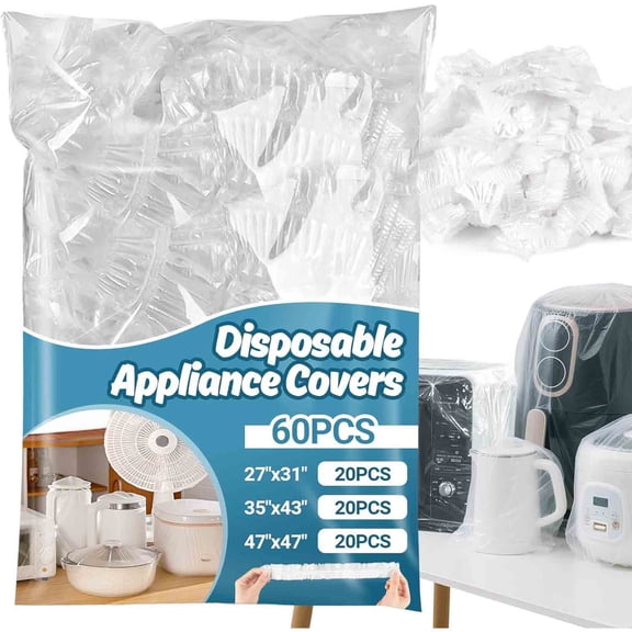 Disposable Kitchen Appliance Covers - Clear Thickened Dust Cover with Elastic for Household Air Fryer Oven Rice Cookers Fan and Storage