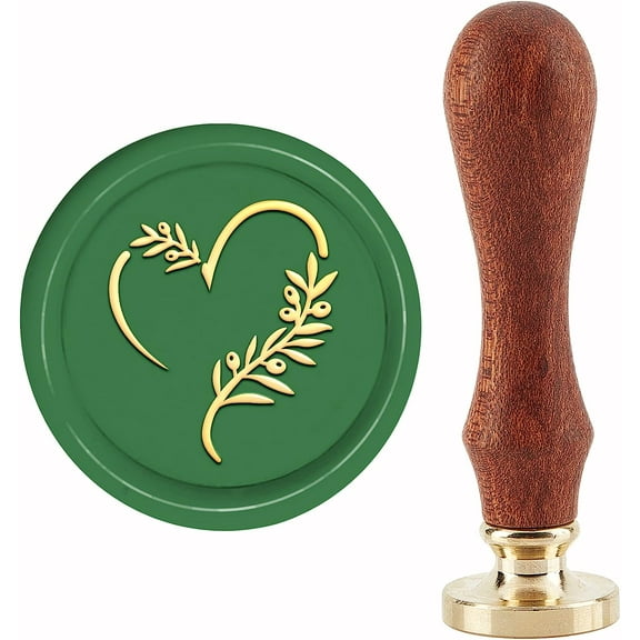 1Set Olive Leaf Wax Seal Stamp Valentine's Day Sealing Wax Stamps Heart 30mm Retro Vintage Removable Brass Stamp Head
