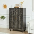 thumbnail image 6 of Wirrytor Storage Cabinet, Art Accent Organizer Furniture with 2 Doors in Embossed Patterns, Vintage Small Decorative Sideboard for Home Office, Living Room, Bedroom, Antique Black, 6 of 7