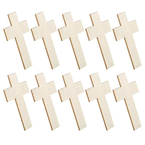 ETHZZLE Wooden Cross Shaped Craft Pieces for DIY Decor and Painting Beige Color Smooth Wood Surface
