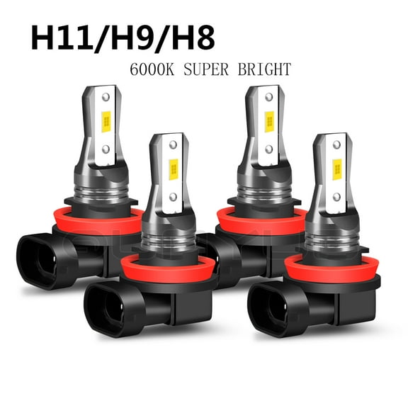 Quayub 4*H11 LED Headlight Kit High Low Beam 500% Super Bright 6000K White Bulbs