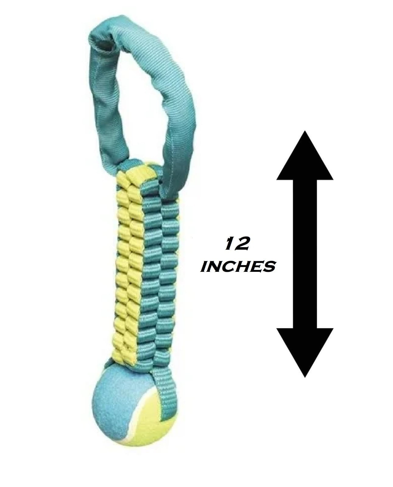 Interactive Braided Nylon Body Tennis Ball 12 Inch Dog Tug Toy Dual Materials (Full Set - Both Colors)