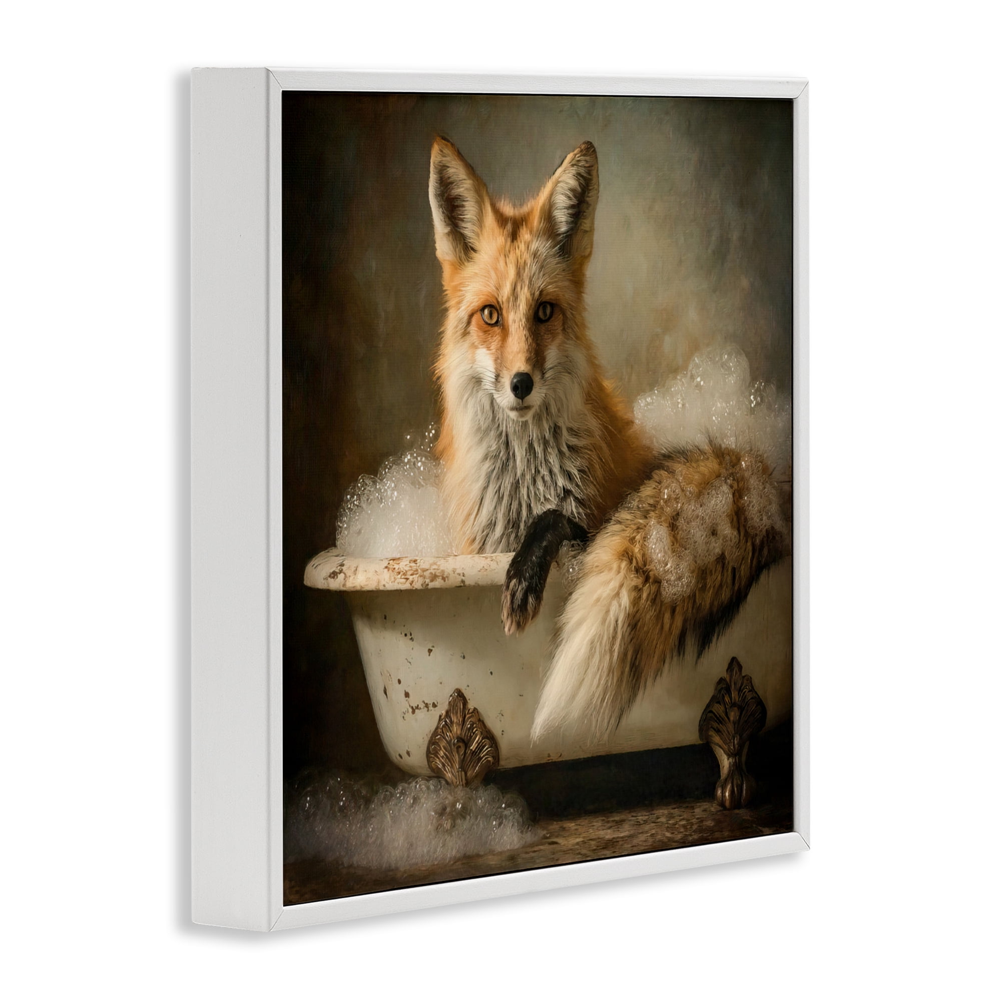 Stupell Industries Red Fox Bubble Bath White Framed Giclee Art, design by Tina LeCour