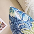 thumbnail image 2 of Pack of 2, Chinoiserie Pillow Cover 18 x 18 Inch Peony Floral Pillow Covers Linen Flower Throw Pillow Covers Farmhouse Pillowcase Cushion Covers for Sofa Couch Living Room Blue Beige, 2 of 6