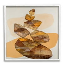 Stupell Modern Natural Stacked Zen Rocks Abstract Painting White Framed Art Print Wall Art