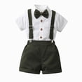 thumbnail image 2 of Toddler Kids Baby Boys Gentleman Outfit Shirt & Suspender Shorts Bow Tie Boy Baby Clothes Outfit Toddler Boy Clothes Suit 12M-5T, 2 of 7
